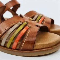 Venta de zapatos Tienda -Venta de zapatos Tienda sandalias planas mujer piel velcro plantilla acolchada 64103 cuero de blusandal 1