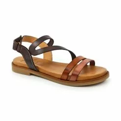 Sandalias Planas Mujer Piel Velcro Plantilla Acolchada 64104 Cuero, De Blusandal -Venta de zapatos Tienda sandalias planas mujer piel velcro plantilla acolchada 64104 cuero de blusandal 2