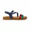 Sandalias Planas Mujer Piel Velcro Plantilla Acolchada 64104 Marino, De Blusandal