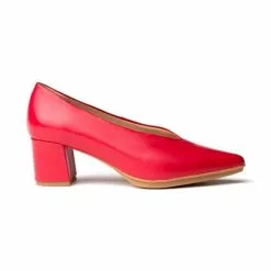 Zapatos De Salón Confort Mujer Piel Napa Tacón Medio Descubierto 1497 Rojo, De Eva Mañas