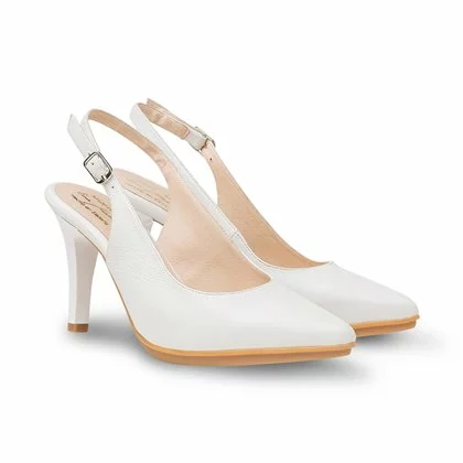 Zapatos De Salón Descubierto Mujer Piel Napa Tacón Alto 1495 Blanco, De Eva Mañas 2 Zapatos De Salón Descubierto Mujer Piel Napa Tacón Alto 1495 Blanco, De Eva Mañas - Imagen 2