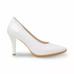 Zapatos De Salón Mujer Piel Charol Tacón Alto 1499 Blanco, De Eva Mañas