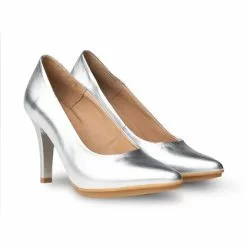 Venta de zapatos Tienda -Venta de zapatos Tienda zapatos de salon mujer piel napa metalizada tacon alto 1500 plata de eva manas 1