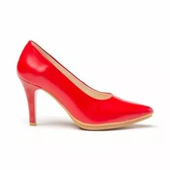 Zapatos De Salón Mujer Piel Napa Tacón Alto 1500 Rojo, De Eva Mañas