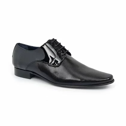 Zapatos Derby Hombre Piel Charol Suela De Cuero 9396 Negro, De Latino 3 Zapatos Derby Hombre Piel Charol Suela De Cuero 9396 Negro, De Latino - Imagen 3