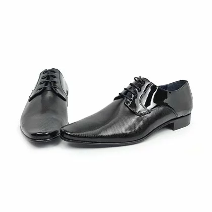 Zapatos Derby Hombre Piel Charol Suela De Cuero 9396 Negro, De Latino 4 Zapatos Derby Hombre Piel Charol Suela De Cuero 9396 Negro, De Latino - Imagen 4