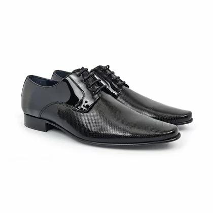Zapatos Derby Hombre Piel Charol Suela De Cuero 9396 Negro, De Latino 5 Zapatos Derby Hombre Piel Charol Suela De Cuero 9396 Negro, De Latino - Imagen 5
