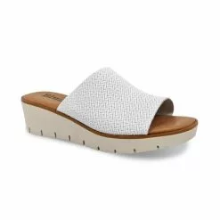 Zuecos Cuña Baja Mujer Piel Grabada Punta Abierta Plantilla Acolchada 22802 Blanco, De Blusandal -Venta de zapatos Tienda zuecos cuna baja mujer piel grabada punta abierta plantilla acolchada 22802 blanco de blusandal 2