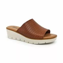 Zuecos Cuña Baja Mujer Piel Grabada Punta Abierta Plantilla Acolchada 22802 Cuero, De Blusandal -Venta de zapatos Tienda zuecos cuna baja mujer piel grabada punta abierta plantilla acolchada 22802 cuero de blusandal 2