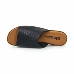 Zuecos Cuña Baja Mujer Piel Grabada Punta Abierta Plantilla Acolchada 22802 Negro, De Blusandal -Venta de zapatos Tienda zuecos cuna baja mujer piel grabada punta abierta plantilla acolchada 22802 negro de blusandal 4
